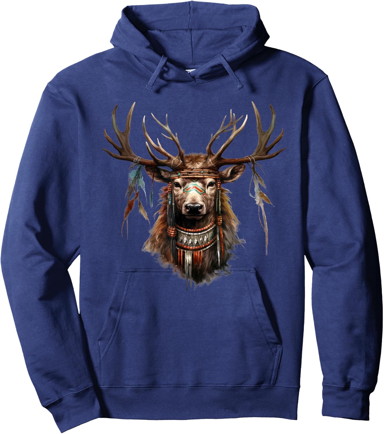 American Deer Natural Esoteric Indian Jewelry Buffalo Hoodie - Hoodie | Navy