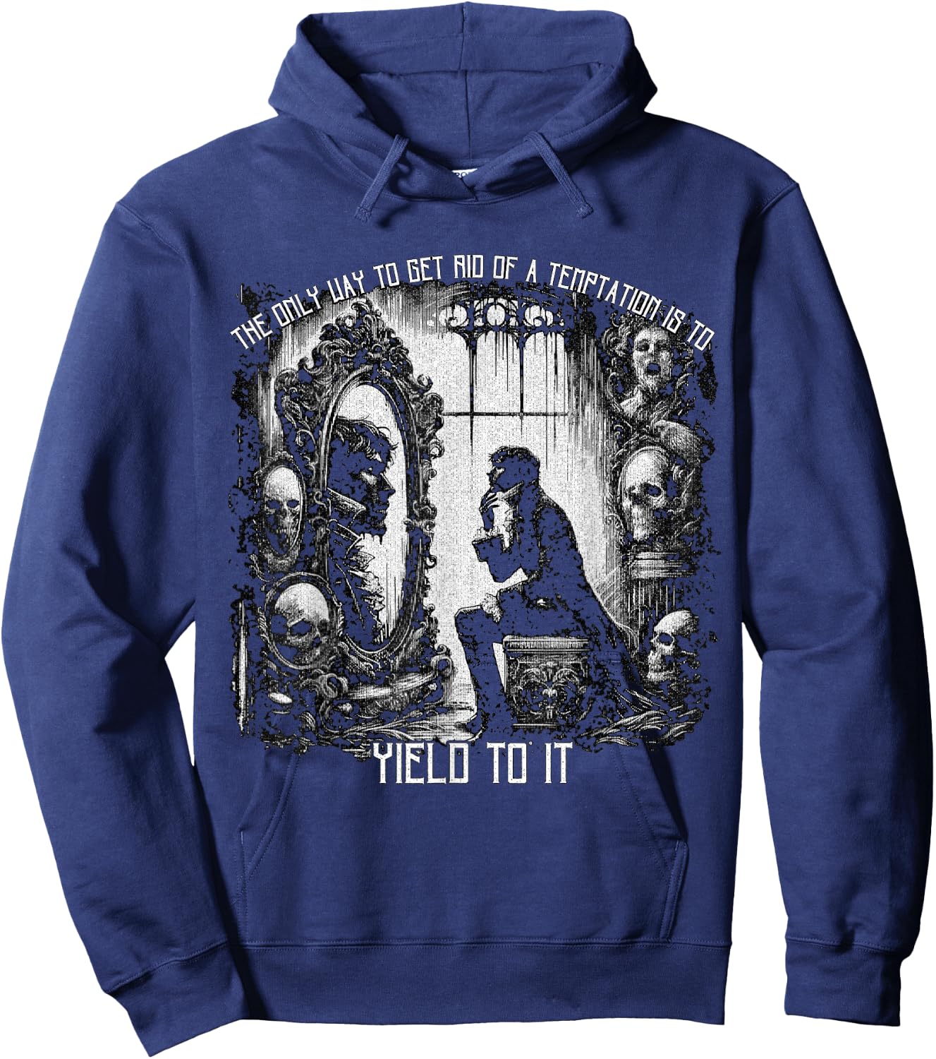 Oscar Wilde Dorian Gray Quote Yield Temptation Dark Academia Hoodie - Hoodie | Navy