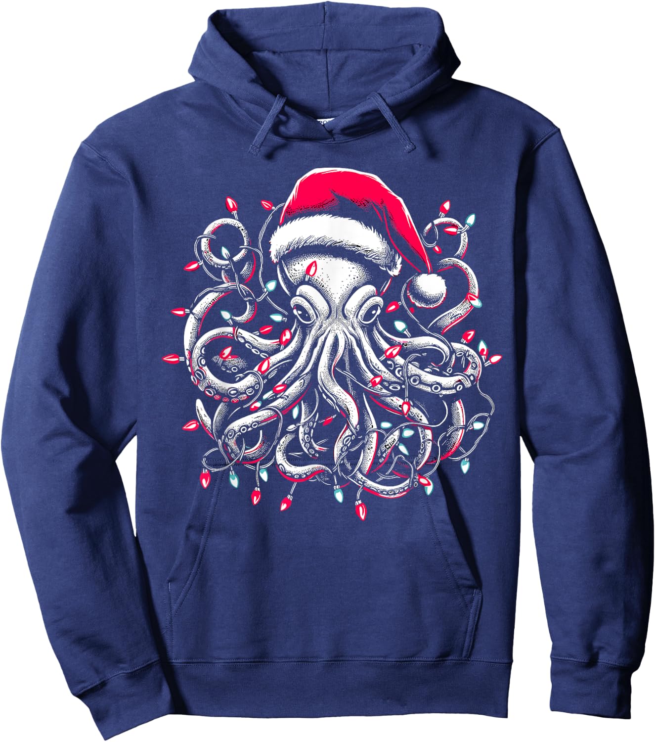 Octopus Christmas Lights Octopus Lover Men Women Hoodie - Hoodie | Navy