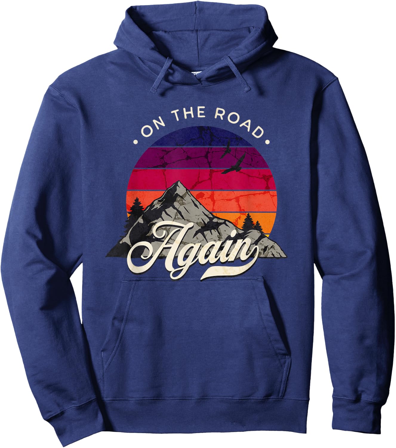 On The Road Again - Vintage Wilderness Adventure Design Hoodie - Hoodie | Navy