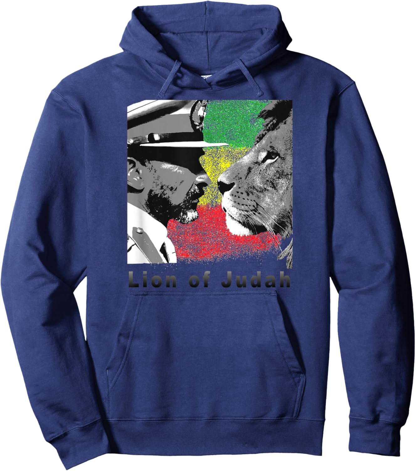 Lion of Judah Haile Selassie I. with reggae flag Hoodie - Hoodie | Navy