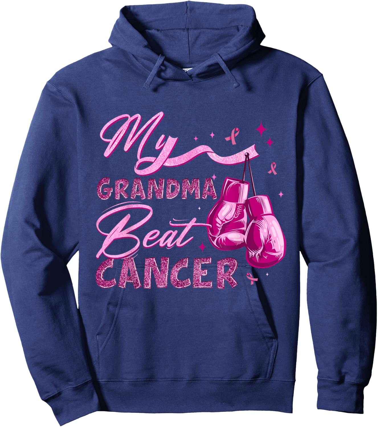 My Grandma Beat Cancer Breast Cancer Awareness Support Squad Hoodie - Hoodie | Navy