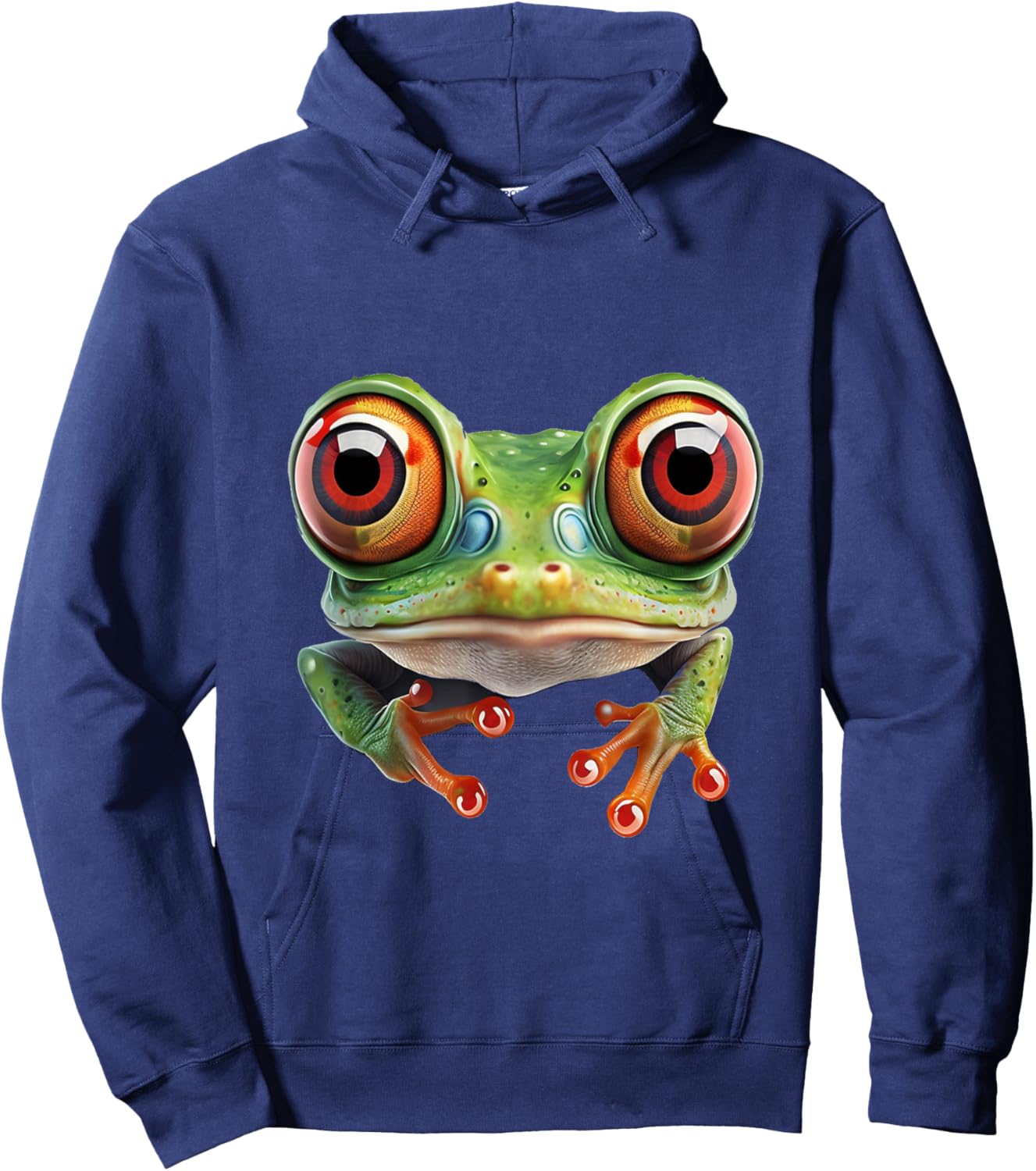 Green Body Tree Frog Red Eyed Tree Frog Rainforest Amphibian Hoodie - Hoodie | Navy