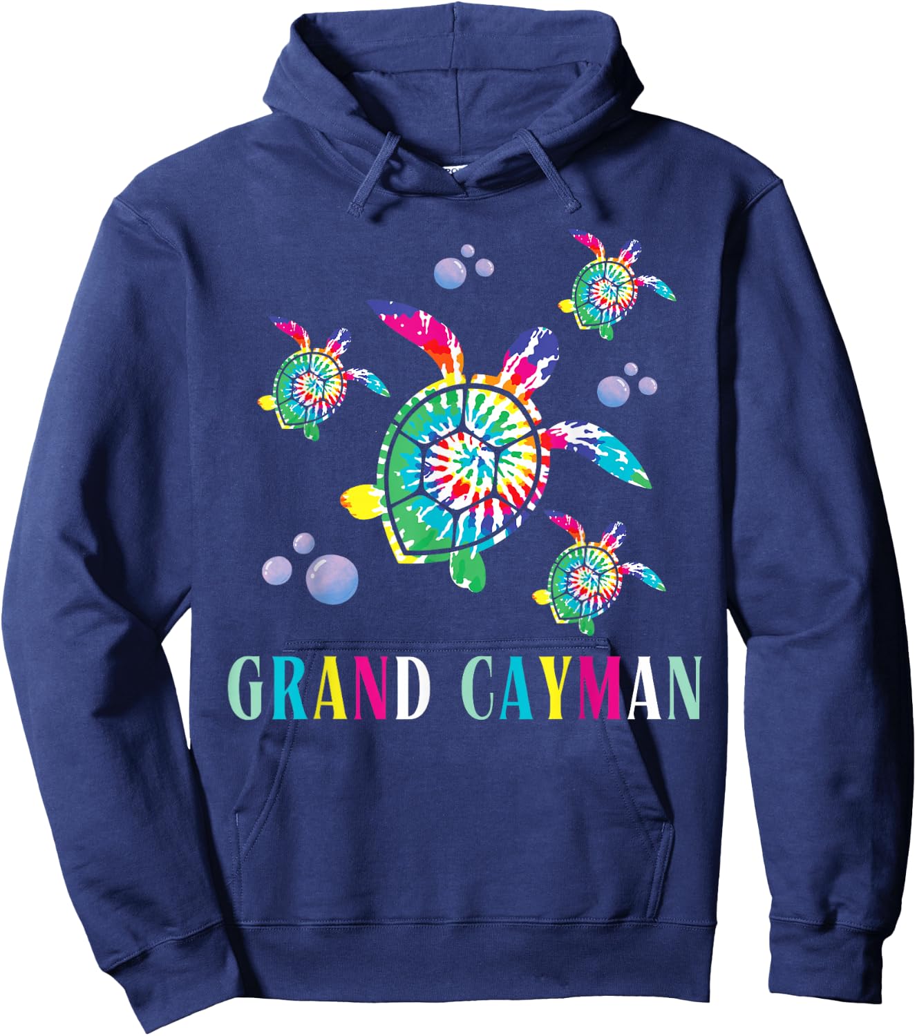 Cayman Islands Souvenir Store Grand Cayman Sea Turtle - Black, -Adults, Short Sleeve, Classic Fit, , 1 Count, Small Hoodie - Hoodie | Navy