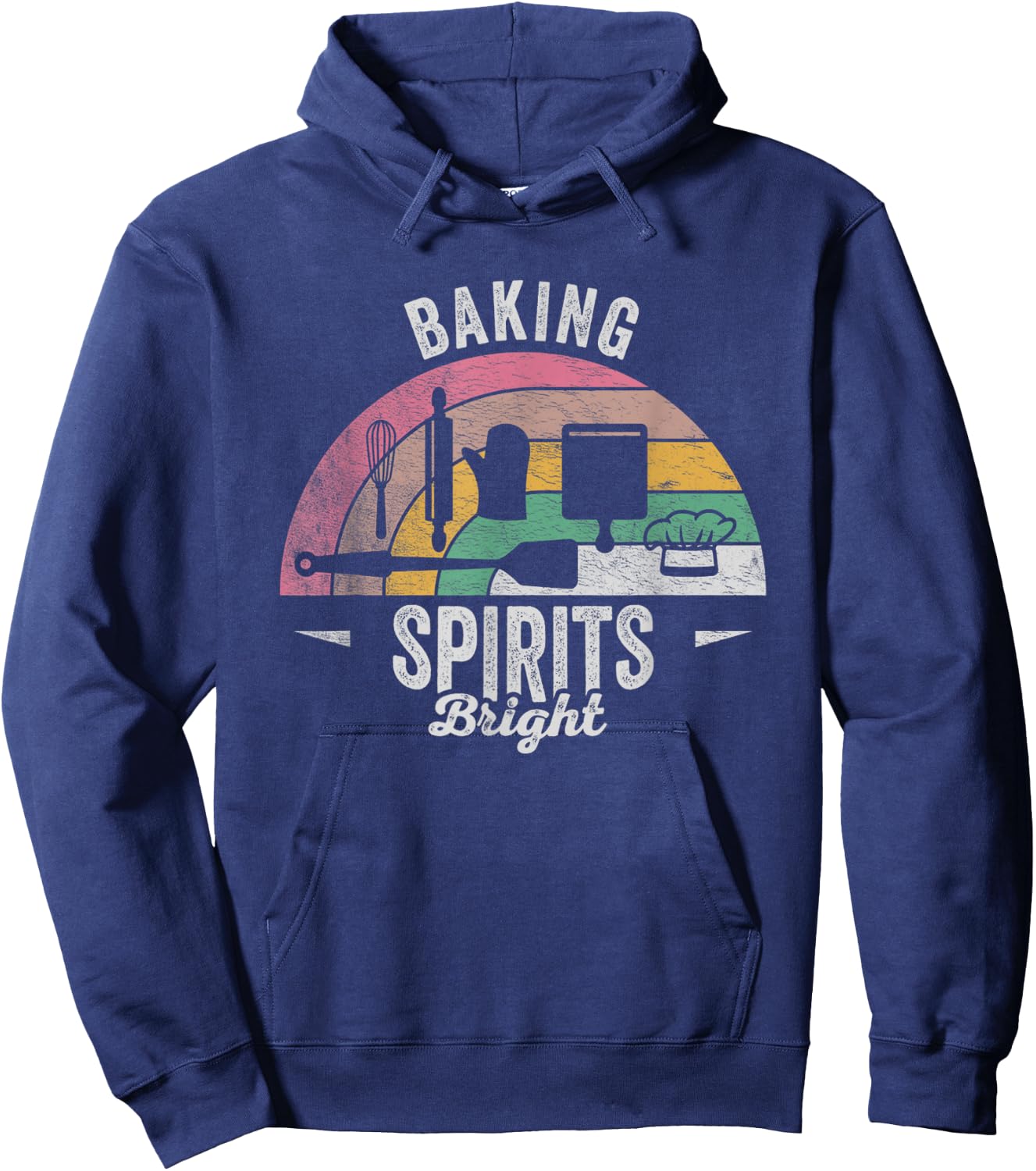Retro Vintage Baking Spirits Bright Bakery Donut Cookie Hoodie - Hoodie | Navy