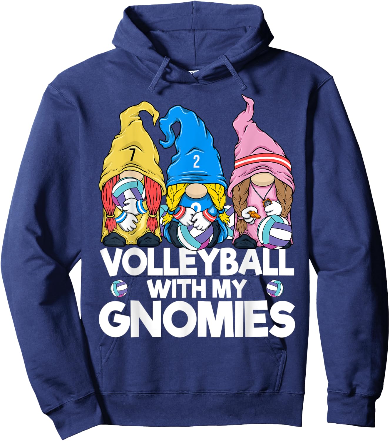 Volleyball Gnome Volleyball with My Gnomies Women Teen Girls Hoodie - Hoodie | Navy