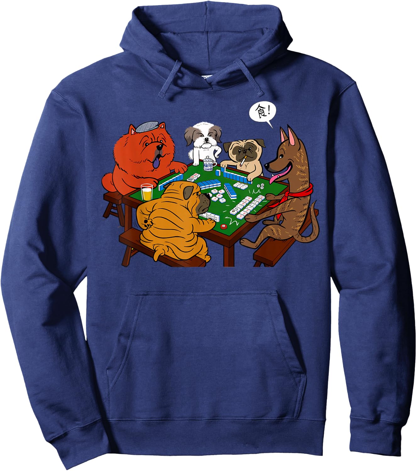 Shiba Inu, Dog, Mahjong, Funny , Dog, Lettered, Men's, Funny, Clothes, Funny Goods, Present, Neta, Jakushi Hoodie - Hoodie | Navy