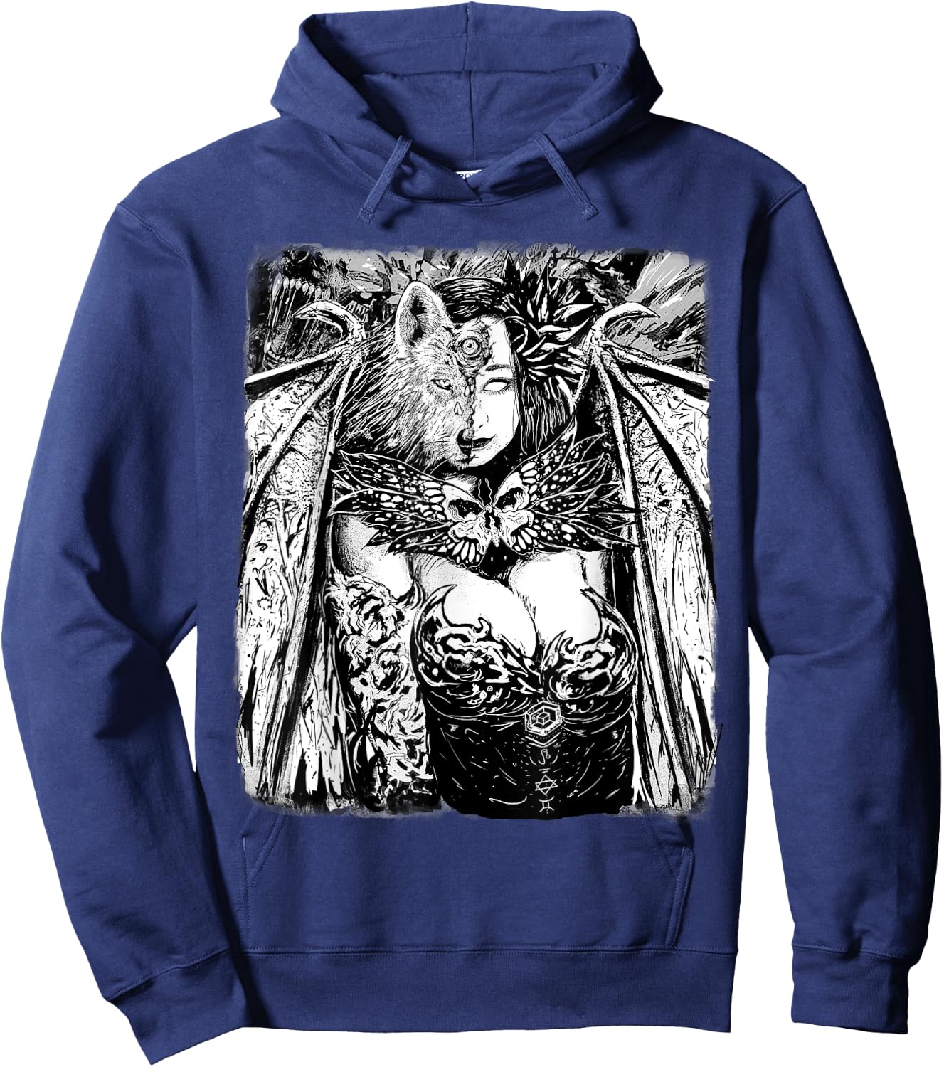 Gothic Succubus Dragon Lady Manga Art - Sexy Manga Girl Hoodie - Hoodie | Navy