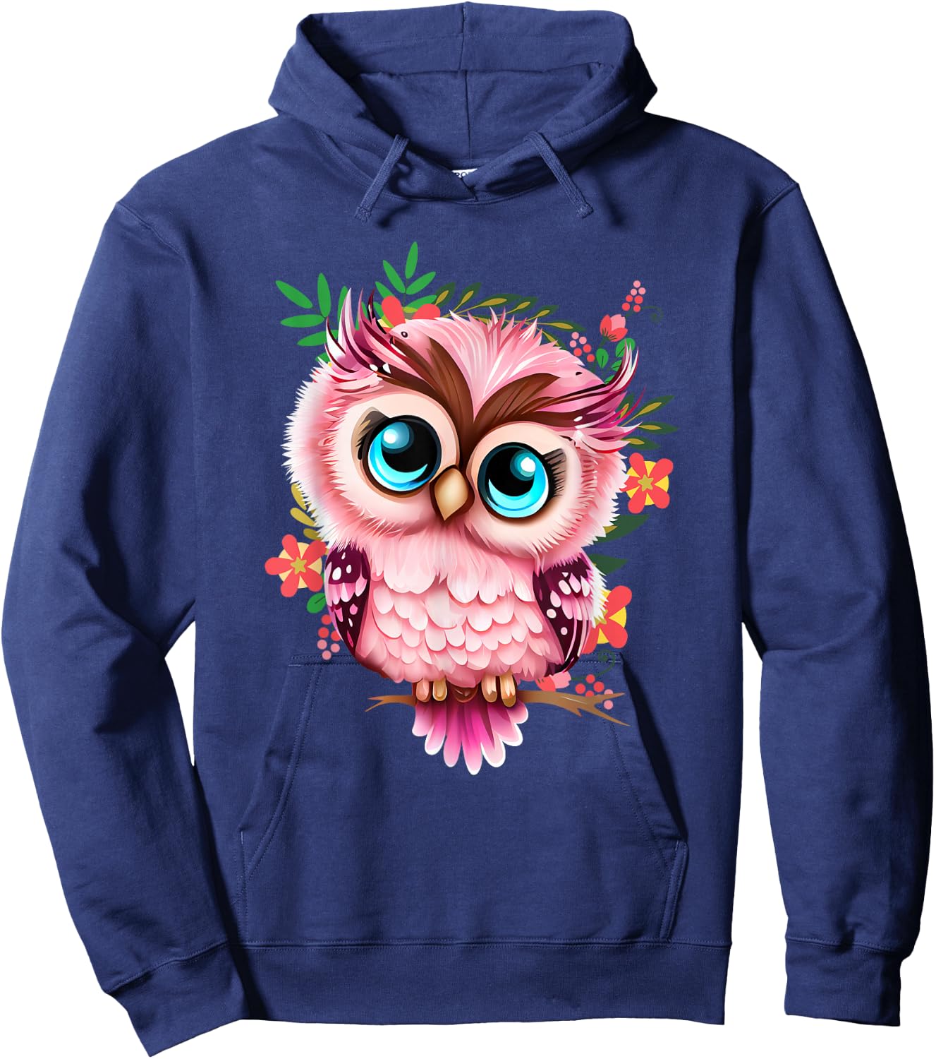 Cute Pink Owl - Girl who Loves Owls Nature and Birds Hoodie - Hoodie | Navy