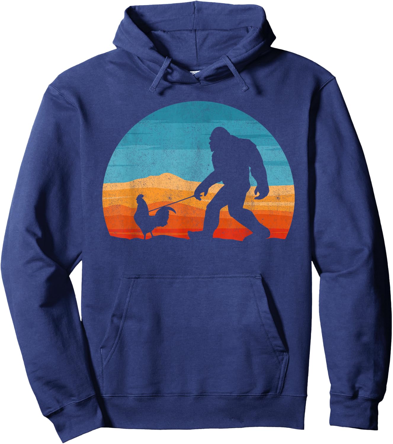 Bigfoot Walking Rooster Sasquatch Chicken Lover Hoodie - Hoodie | Navy
