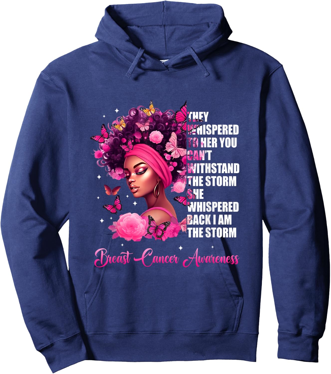 I'm The Storm Black Women Breast Cancer Awareness Survivor Hoodie - Hoodie | Navy