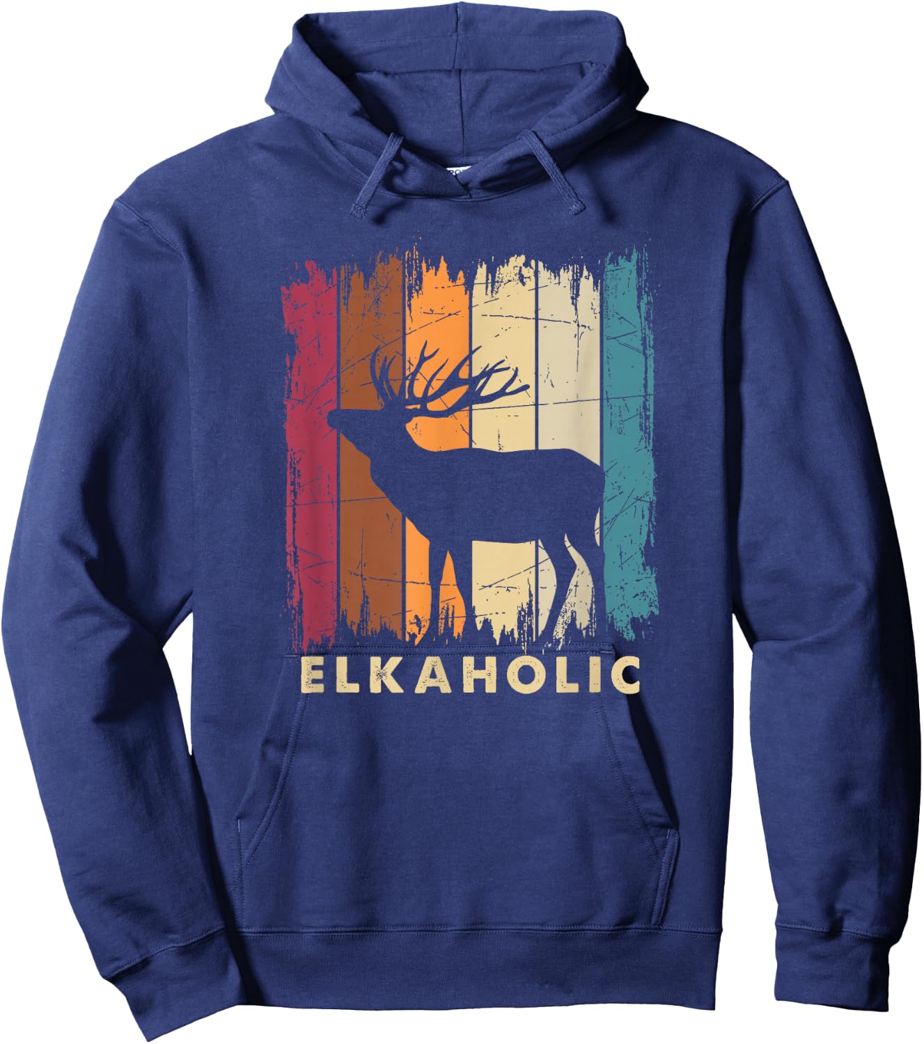 Wildlife Buck Elk Hunting Hunter Deer Silhouette Elkaholic Hoodie - Hoodie | Navy