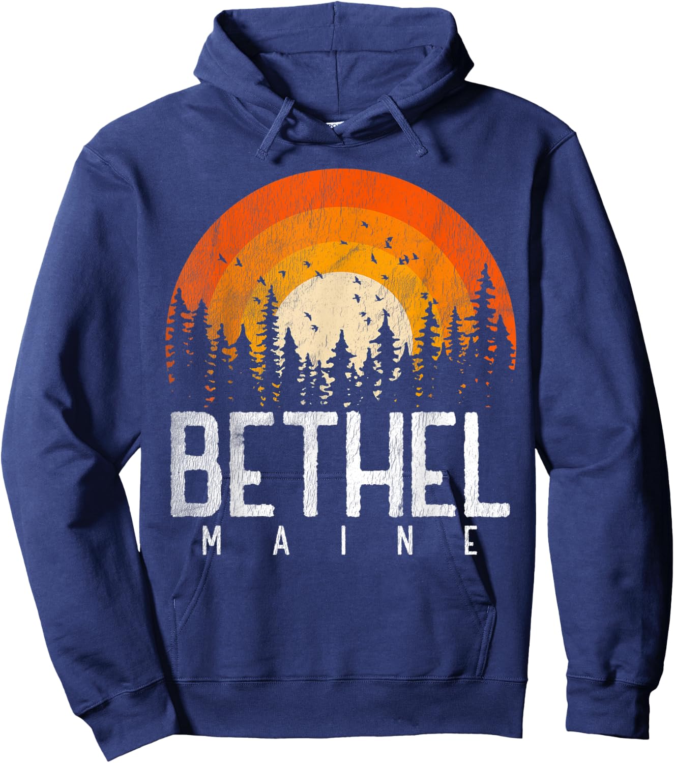Bethel Maine ME Shirt Retro Style Vintage 70s 80s 90s Gift Hoodie - Hoodie | Navy