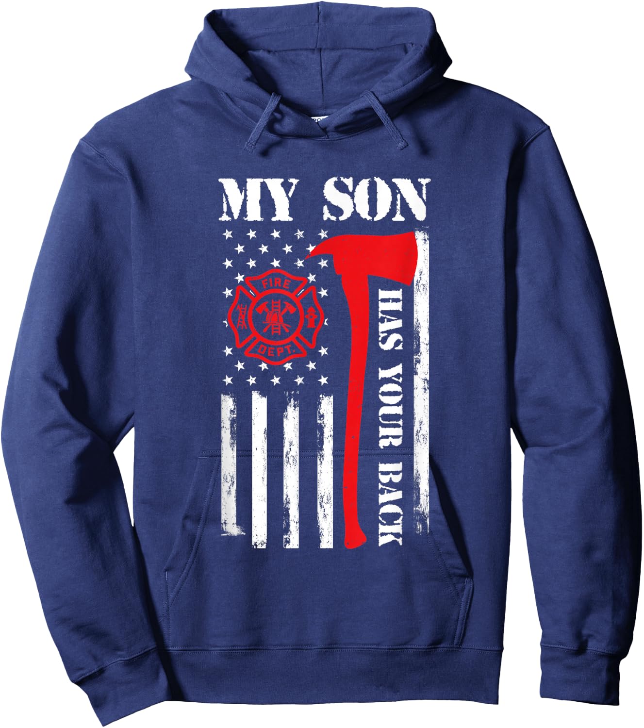 My Son Is A Firefighter Dad Fireman Father Son Firefighter Hoodie - Hoodie | Navy