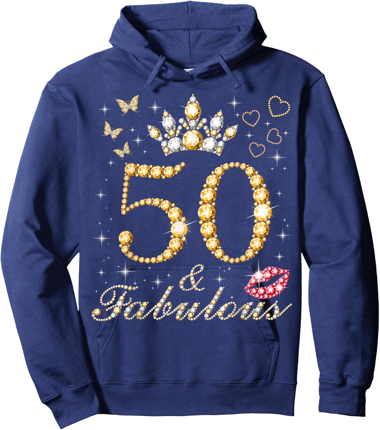 50 & Fabulous 50th Birthday 50 Years Old And Fabulous Queen Hoodie - Hoodie | Navy