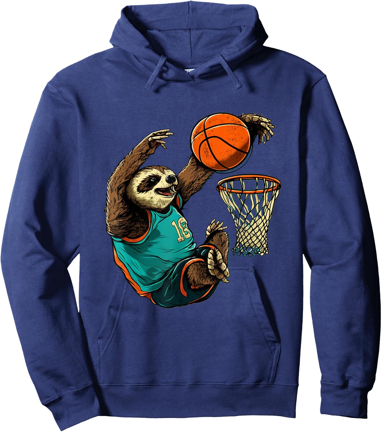 Basketball Sloth Bball Team Sport Funny Basketball Player Hoodie - Hoodie | Navy
