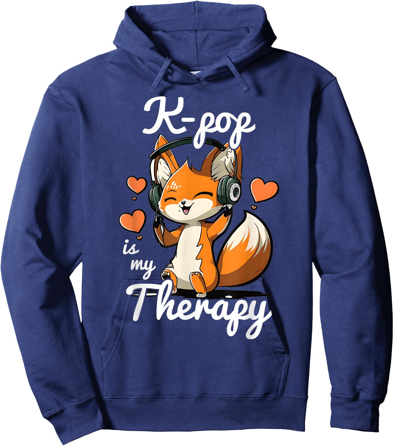 Kpop is My Therapy Fox Korean Pop Merch K-pop Merchandise Hoodie - Hoodie | Navy