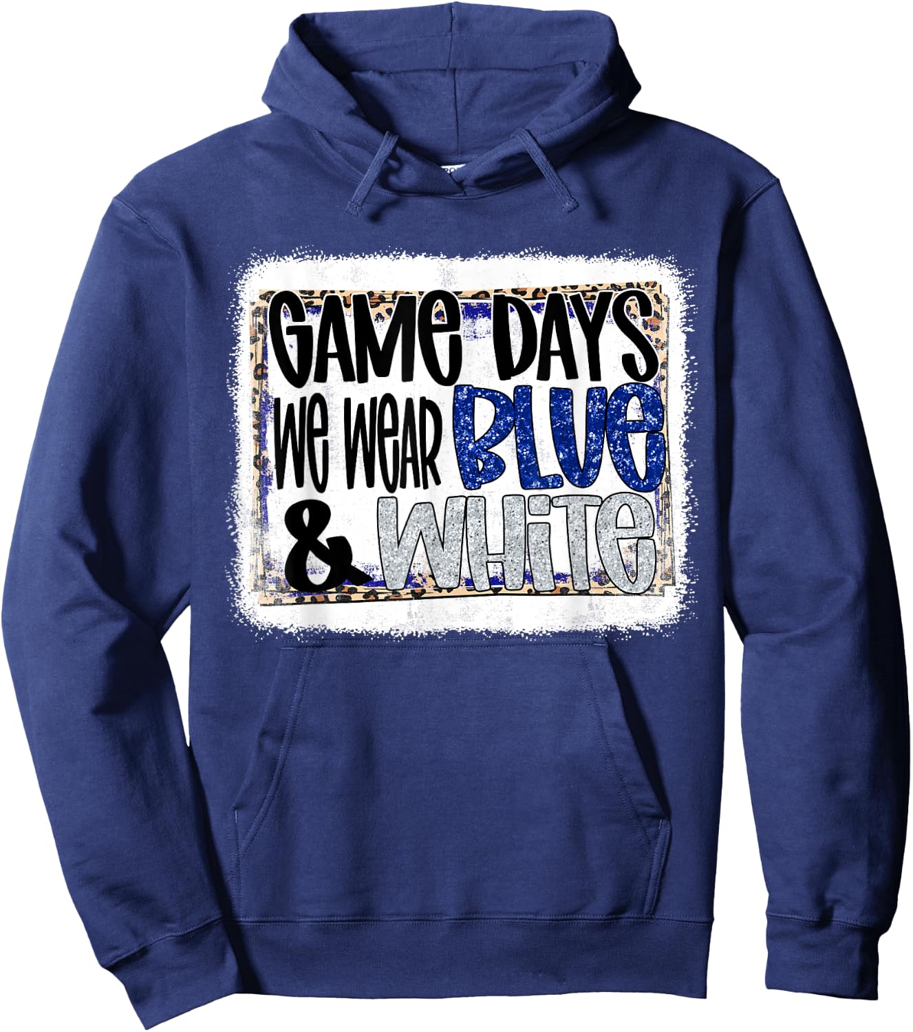 On Gameday Football We Wear Blue And White School Spirit Hoodie - Hoodie | Navy