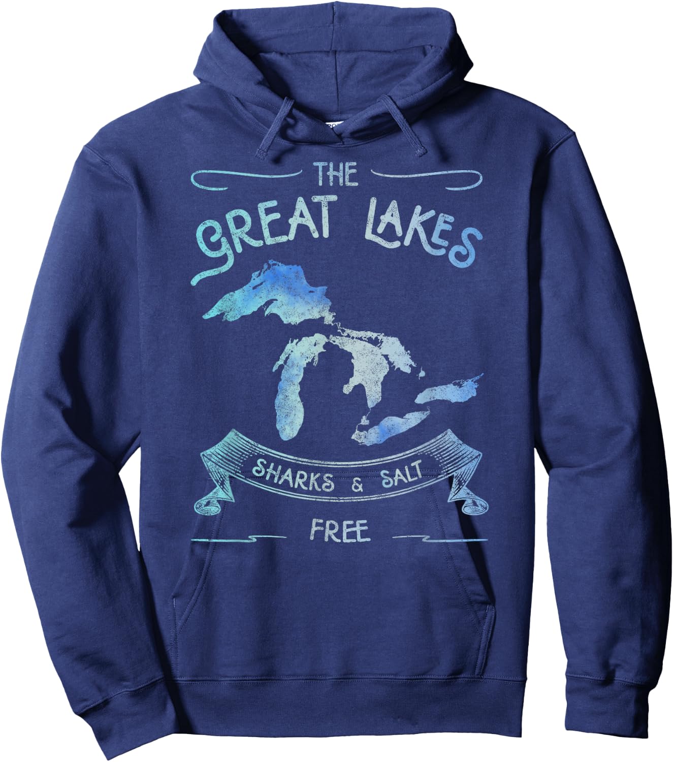 Sharks and Salt Free Great Lakes State Michigan Vacation Hoodie - Hoodie | Navy