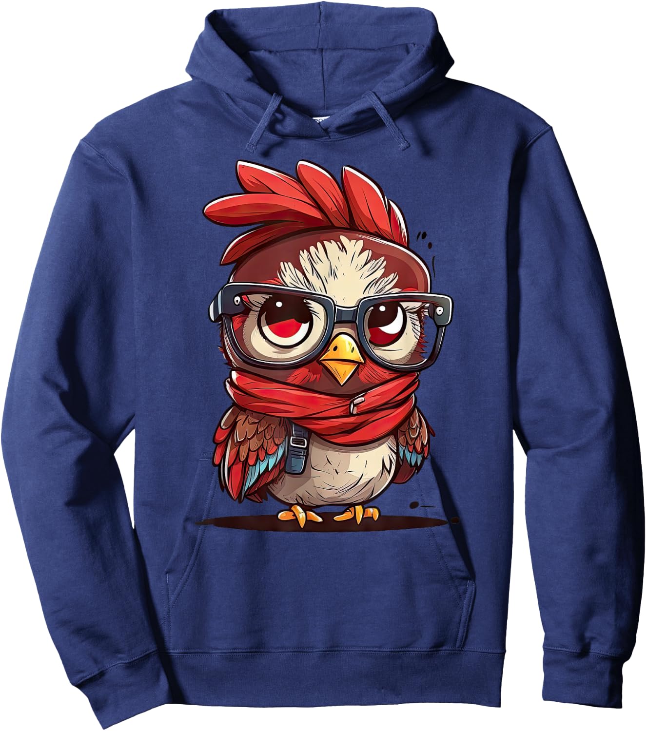 Cute Chicken With Bandana Headband and Glasses Women Girl Hoodie - Hoodie | Navy