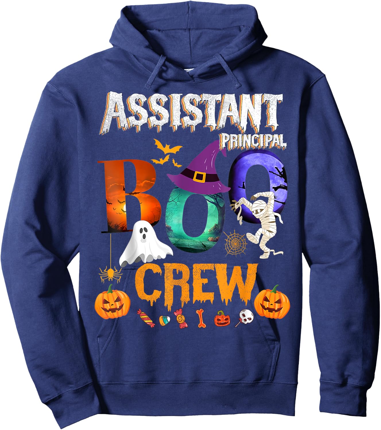 Assistant Principal Boo Crew Teacher Student Funny Halloween Hoodie - Hoodie | Navy