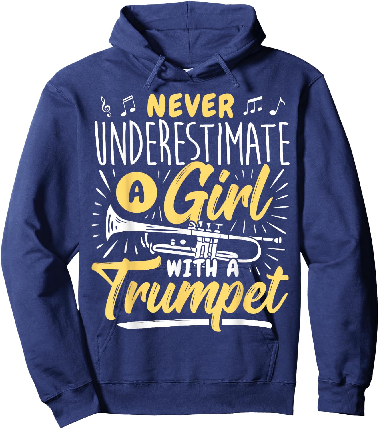 Woman Trumpet Player Girl Trumpet Lady Trumpeter Hoodie - Hoodie | Navy