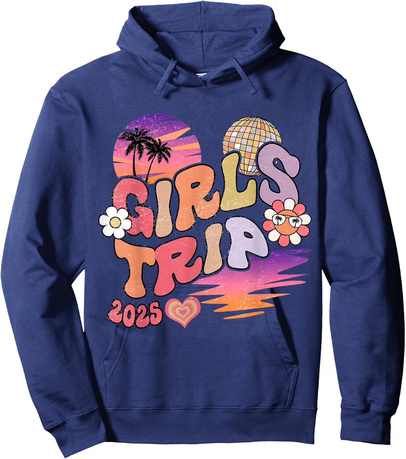 Girls Trip 2025 Retro Summer Vacation Besties Hoodie - Hoodie | Navy