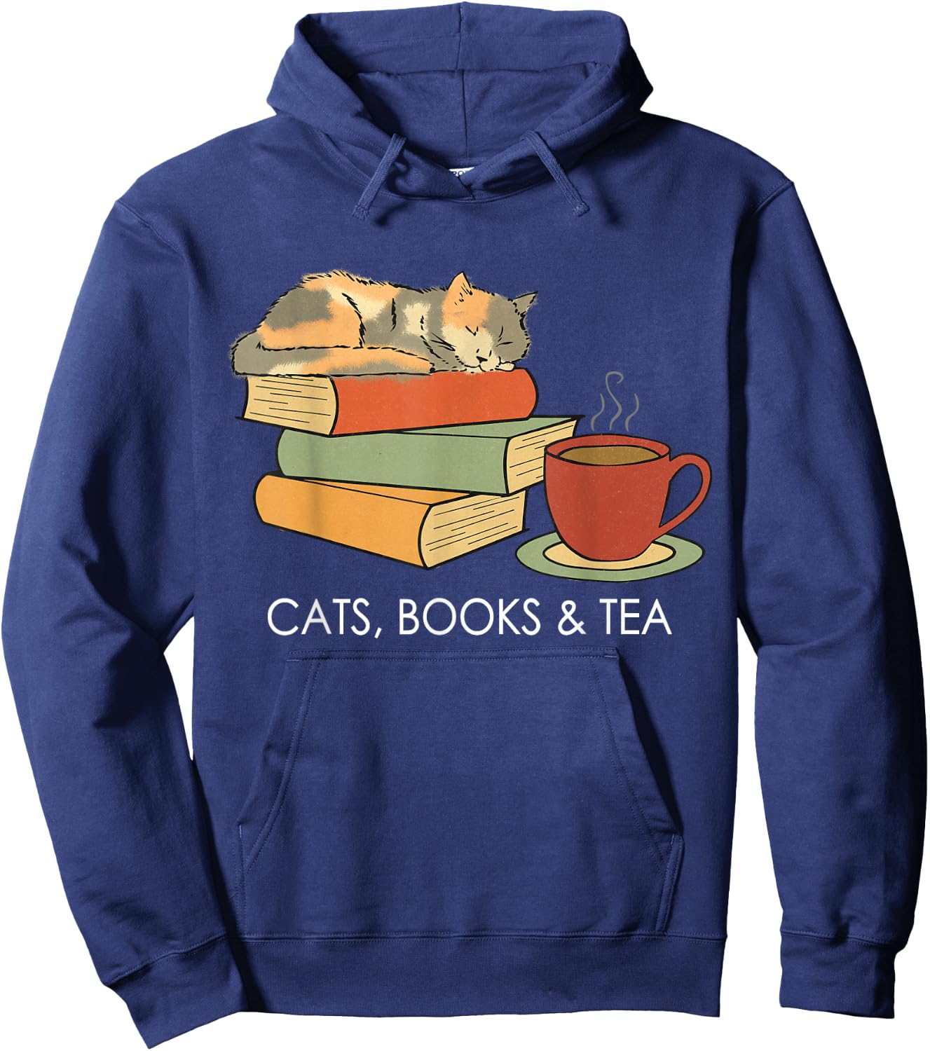 Life Is Better With Cats, Books And Tea - Funny Reading Hoodie - Hoodie | Navy