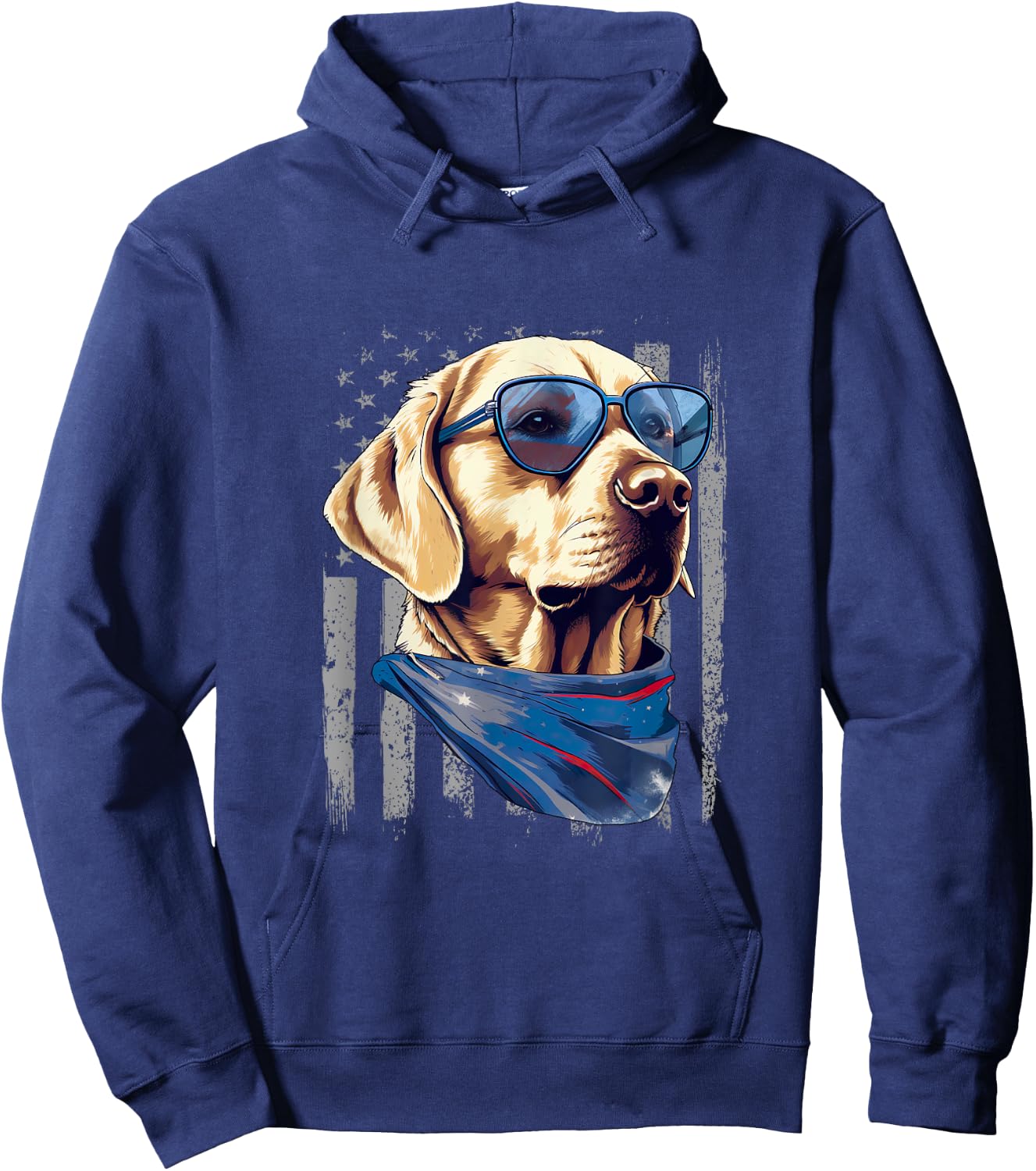American Flag Yellow Labrador 4th Of July USA Yellow Lab Hoodie - Hoodie | Navy