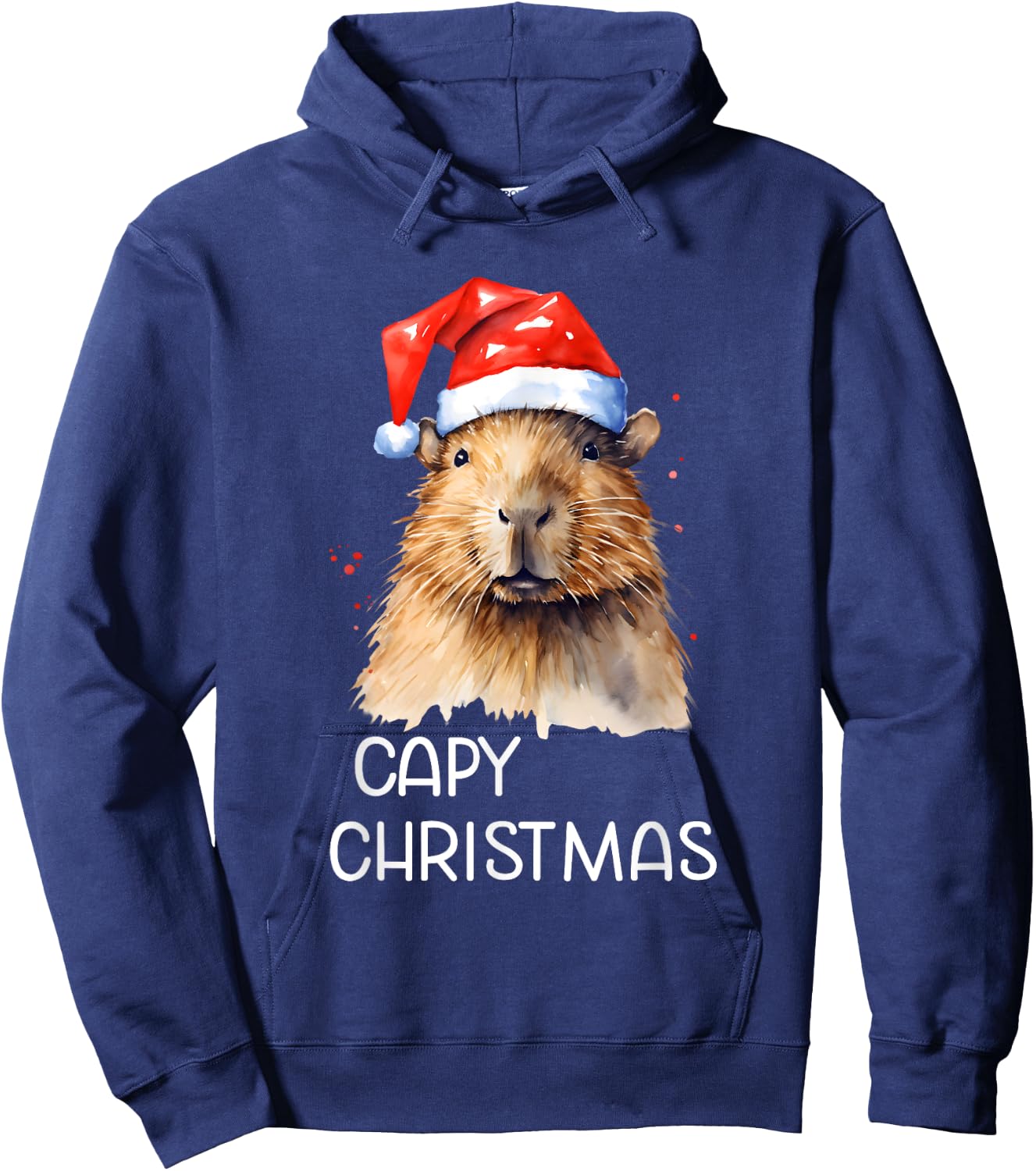 Capybara Capy Christmas Xmas Santa Hat Pajama Rodent Animal Hoodie - Hoodie | Navy