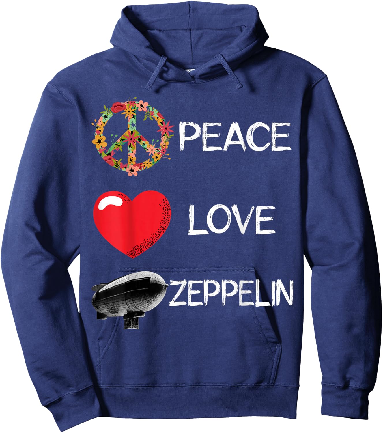 Love Peace Airship Zepelin Dirigible Blimp Zeppelin Hoodie - Hoodie | Navy