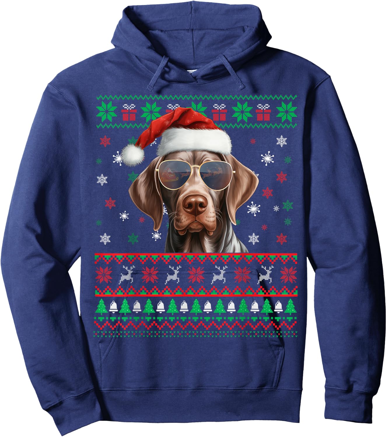 Christmas Pajama Matching German Shorthaired Pointer Xmas Hoodie - Hoodie | Navy