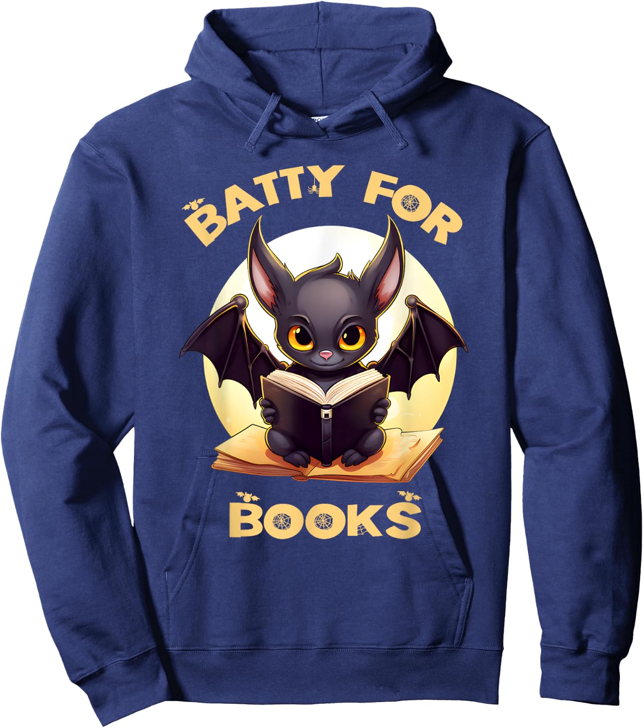 Batty Book Lover Teacher School Librarian Bookish Halloween Hoodie - Hoodie | Navy