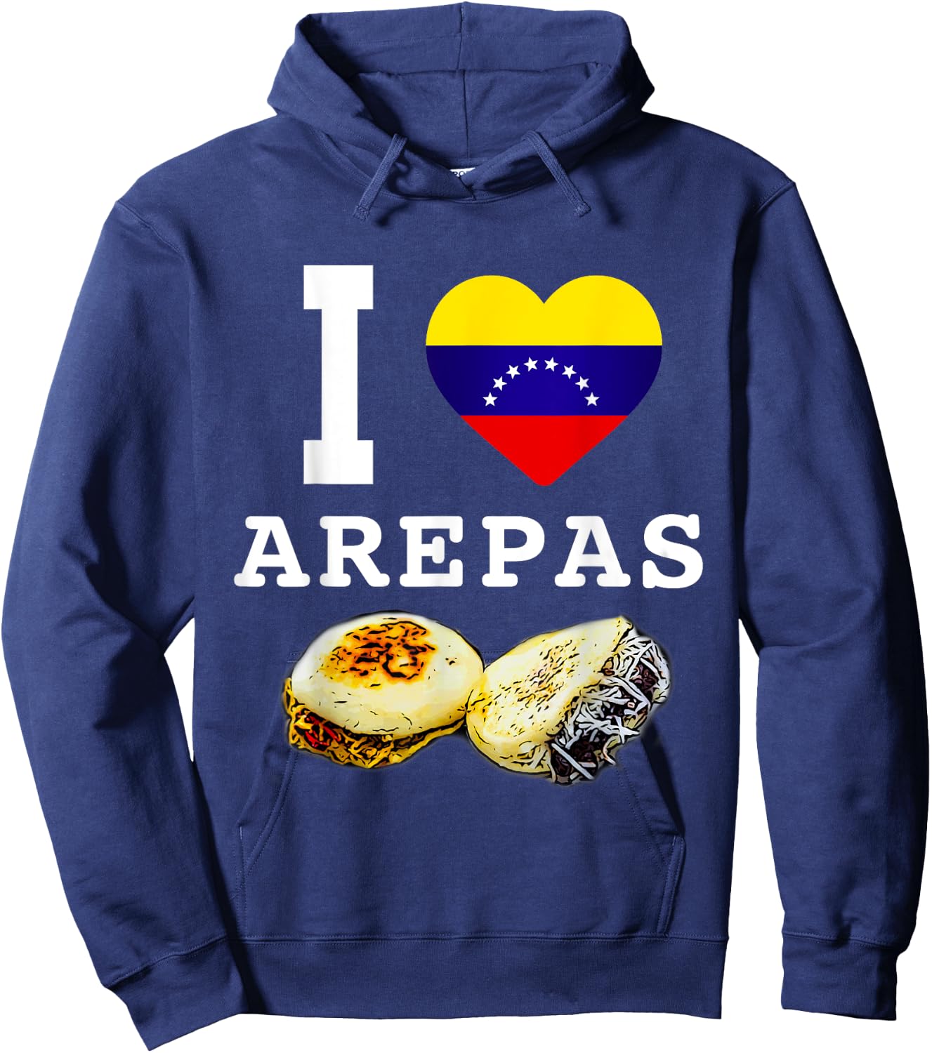 Funny Venezuela Food Flag Comida Venezolana I Love Arepas Hoodie - Hoodie | Navy