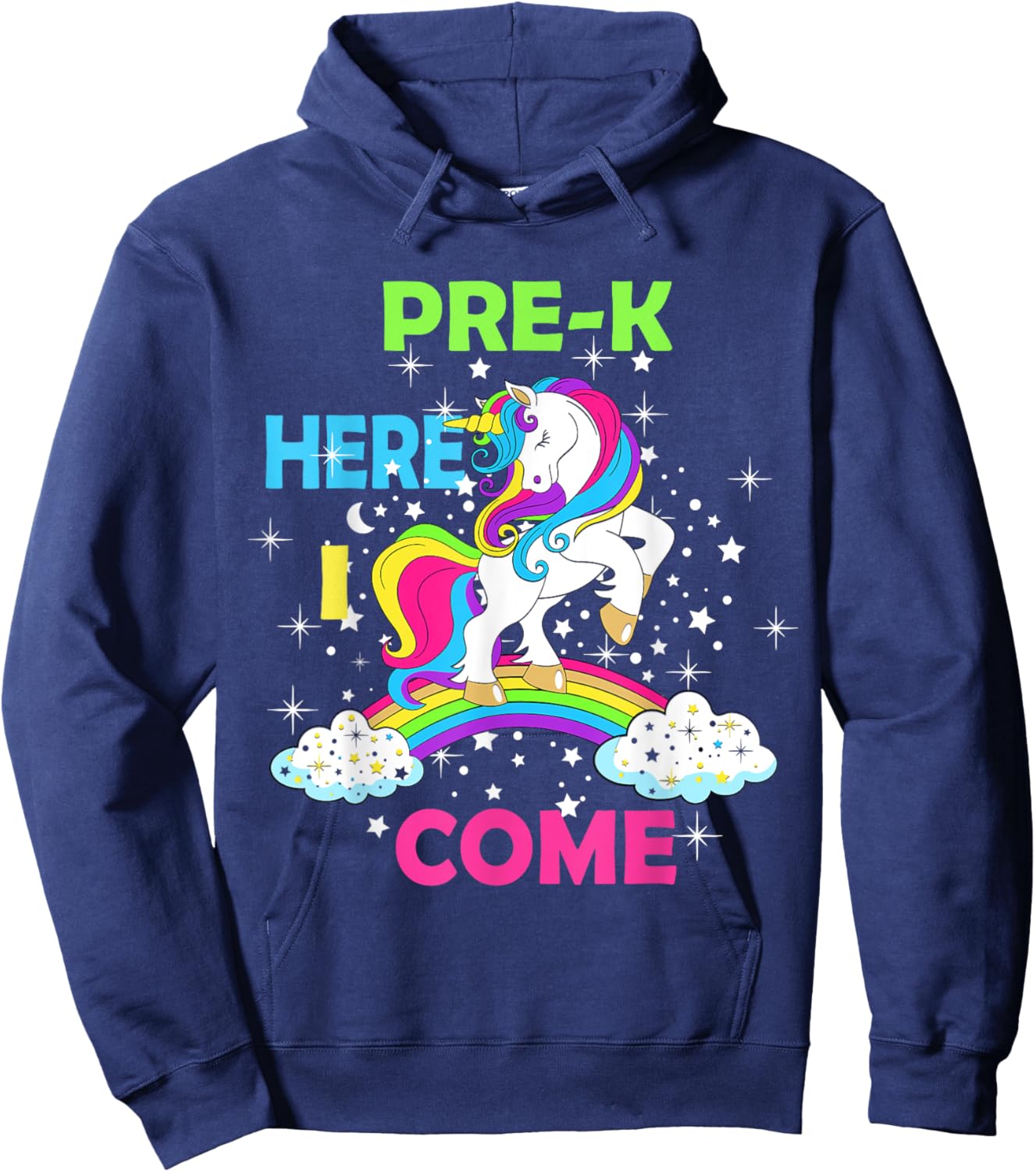 Look Out Pre k Here I Come Girl Unicorn Preschool Prek Hoodie - Hoodie | Navy