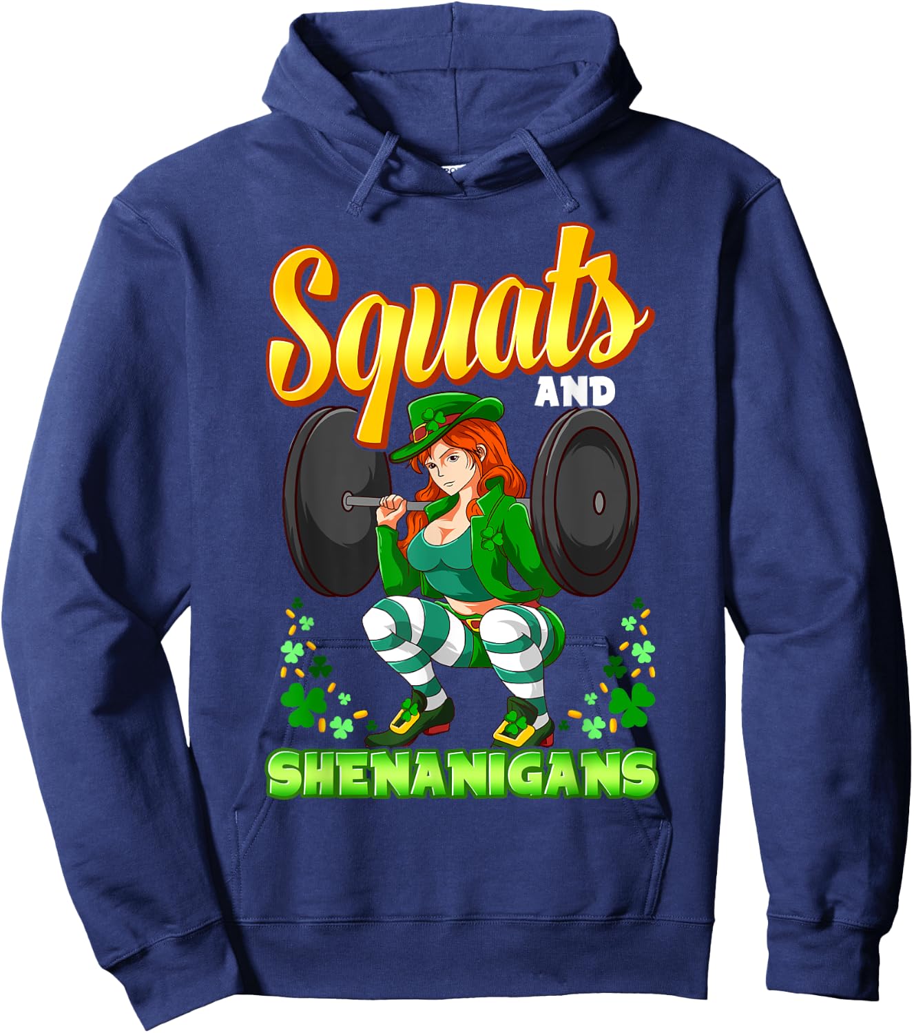 Squats And Shenanigans St. Patrick's Day Fitness Gym Workout Hoodie - Hoodie | Navy