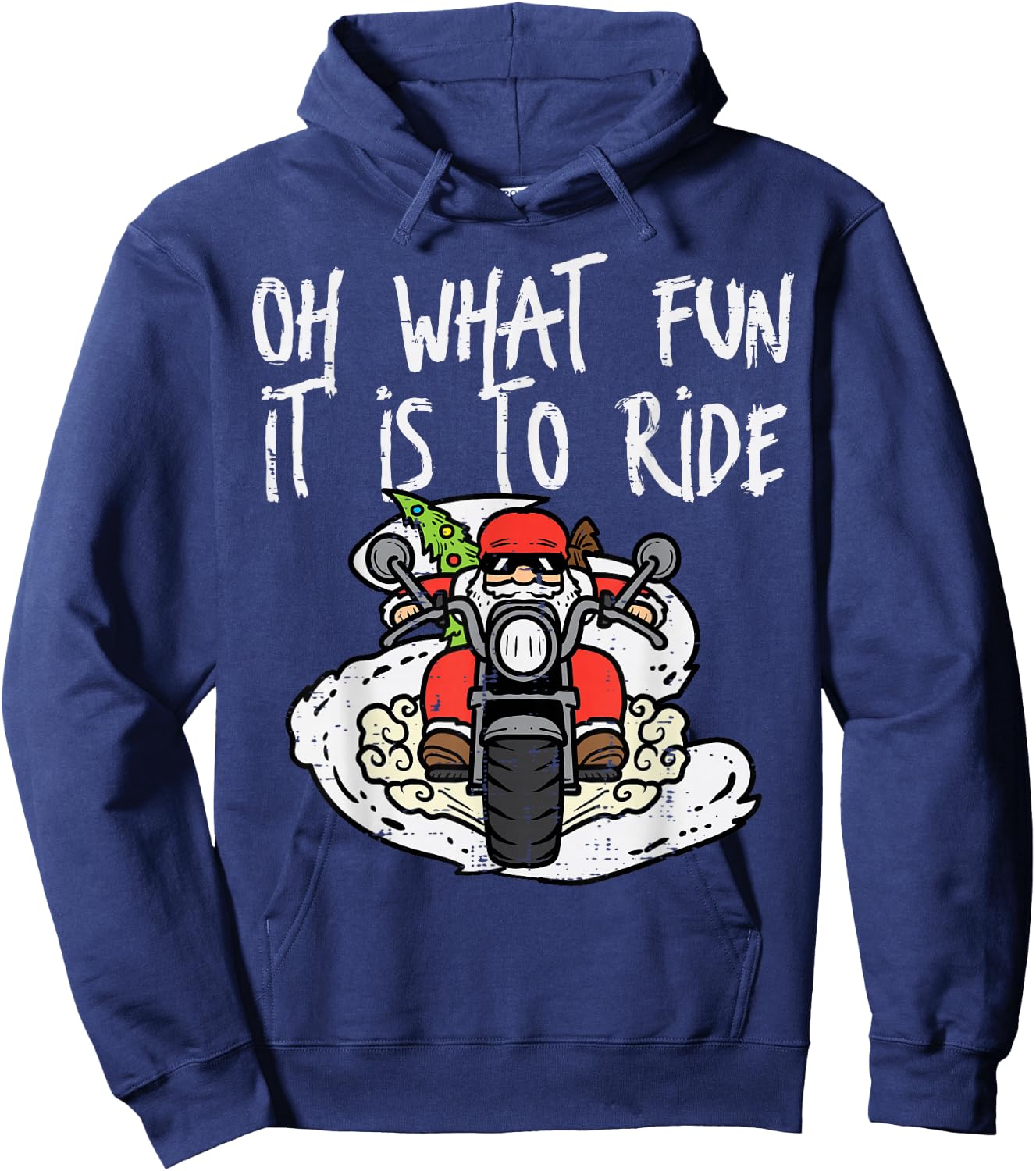 Christmas What Fun Is To Ride Biker Santa Xmas Men Boys Kids Hoodie - Hoodie | Navy