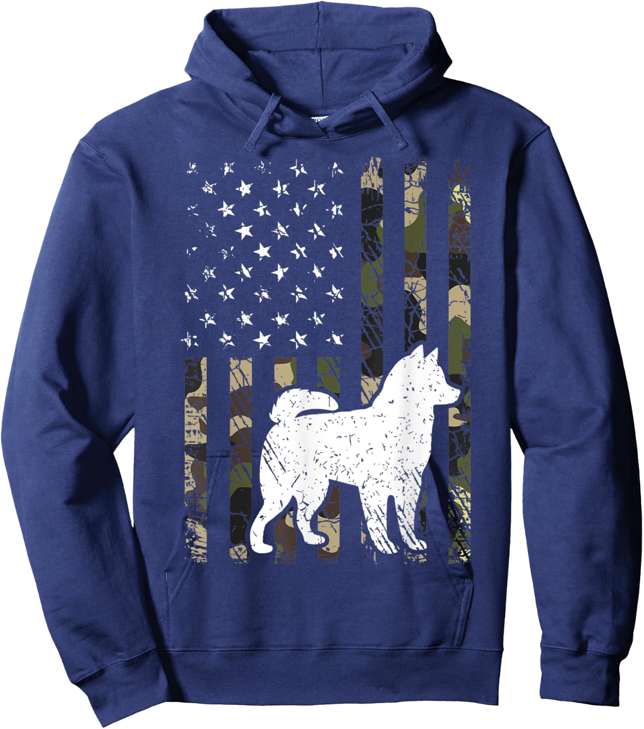 Alaskan Klee Kai Dog Dad Mom Camouflage USA Flag Women Kids Hoodie - Hoodie | Navy