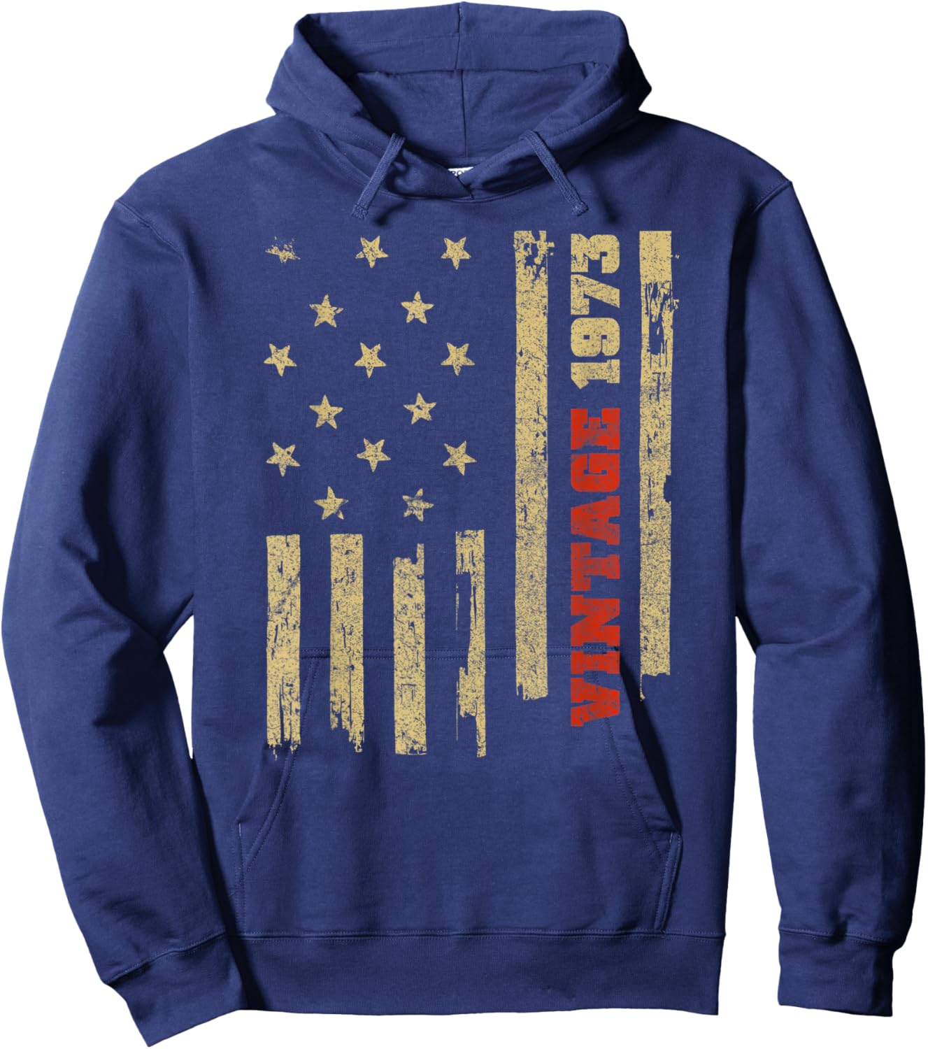 Vintage 1973 Old Glory American Flag 50th Birthday Women Men Hoodie - Hoodie | Navy