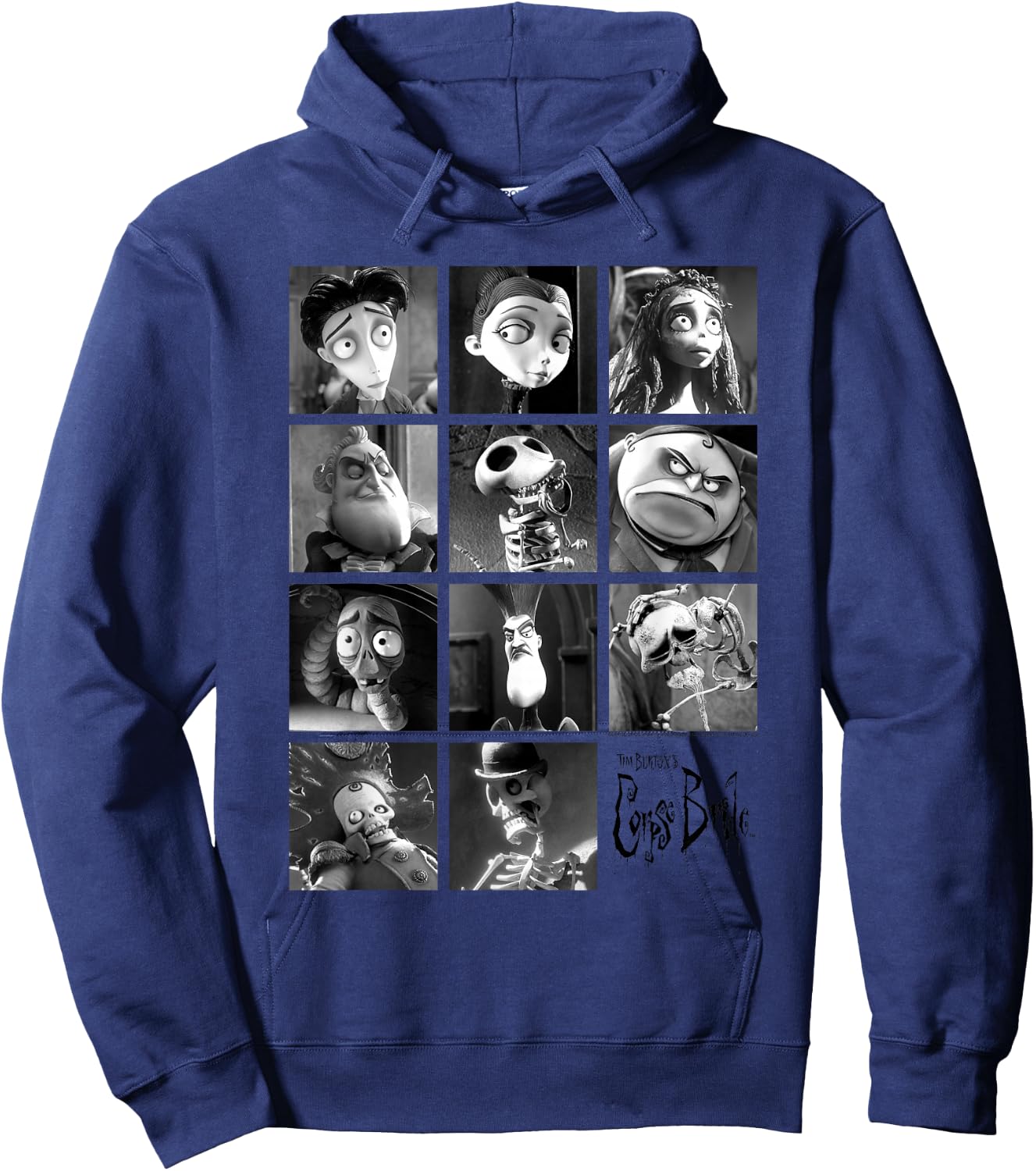 Corpse Bride Character Grid Black and White Photos Movie Hoodie - Hoodie | Navy