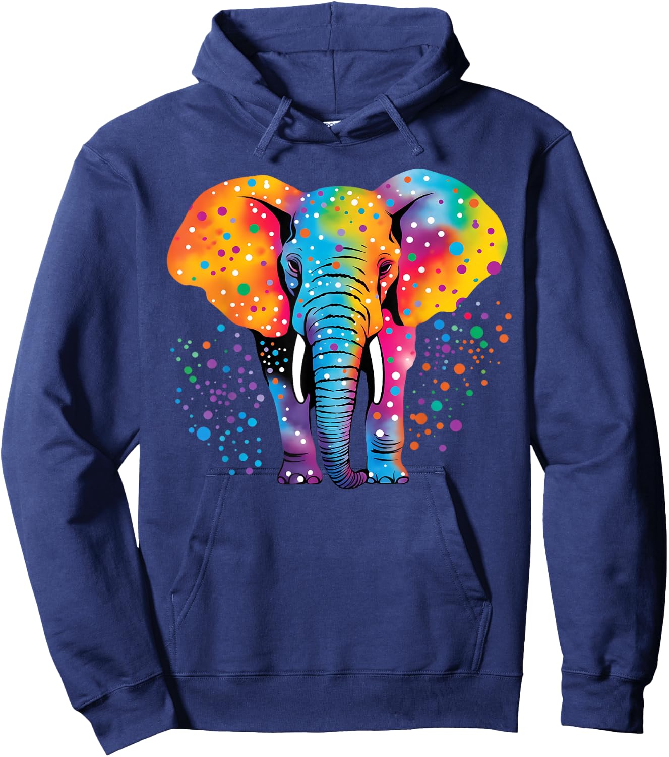Colorful Elephant Polka Dot Rainbow Elephant Hoodie - Hoodie | Navy