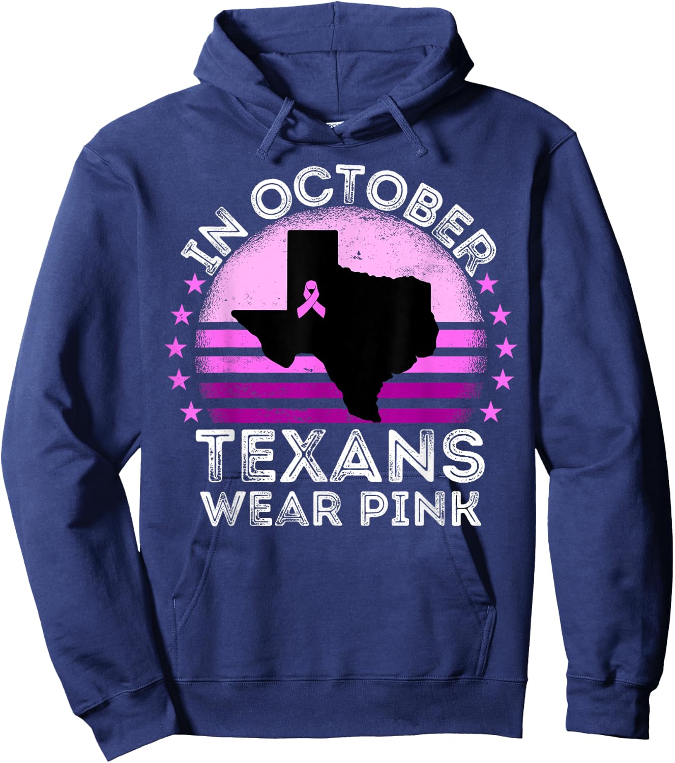 In October Texans Wear Pink Breast Cancer Awareness Texas Hoodie - Hoodie | Navy