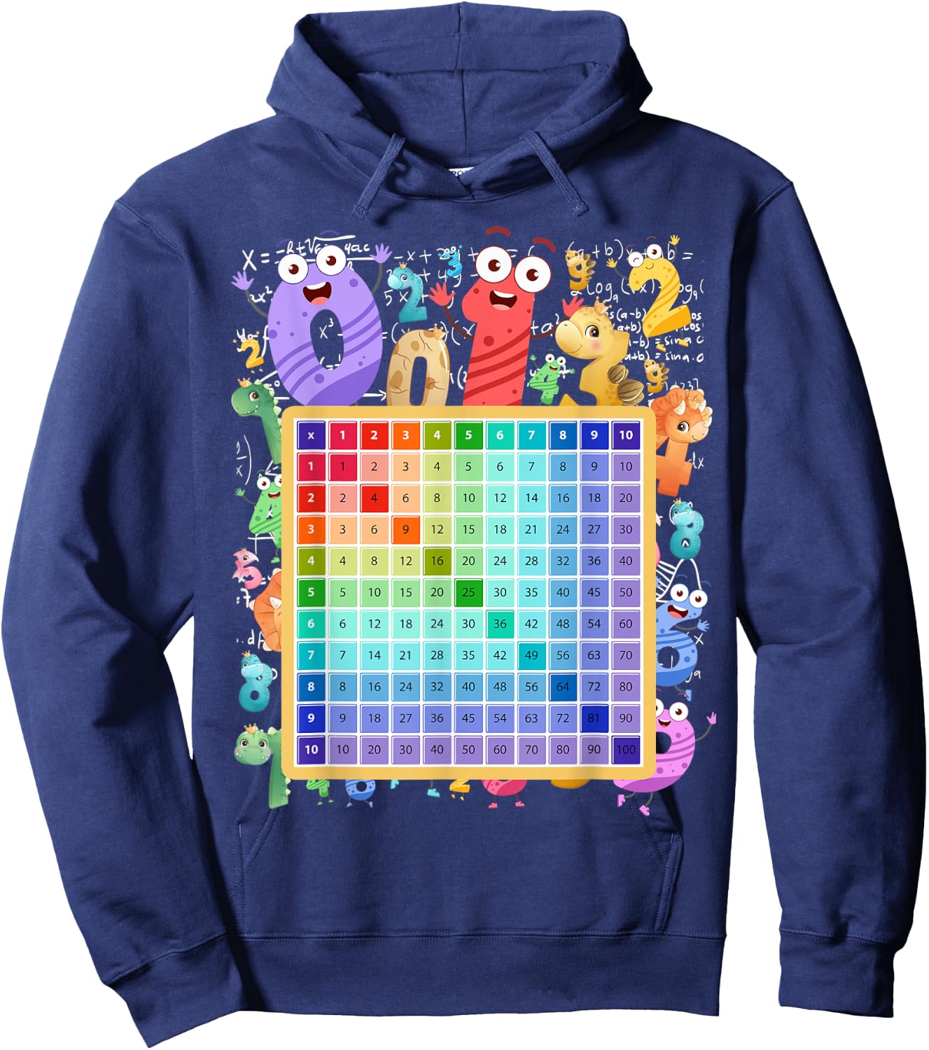 Maths Numbers Costume Idea For Kids & Multiplication square Hoodie - Hoodie | Navy