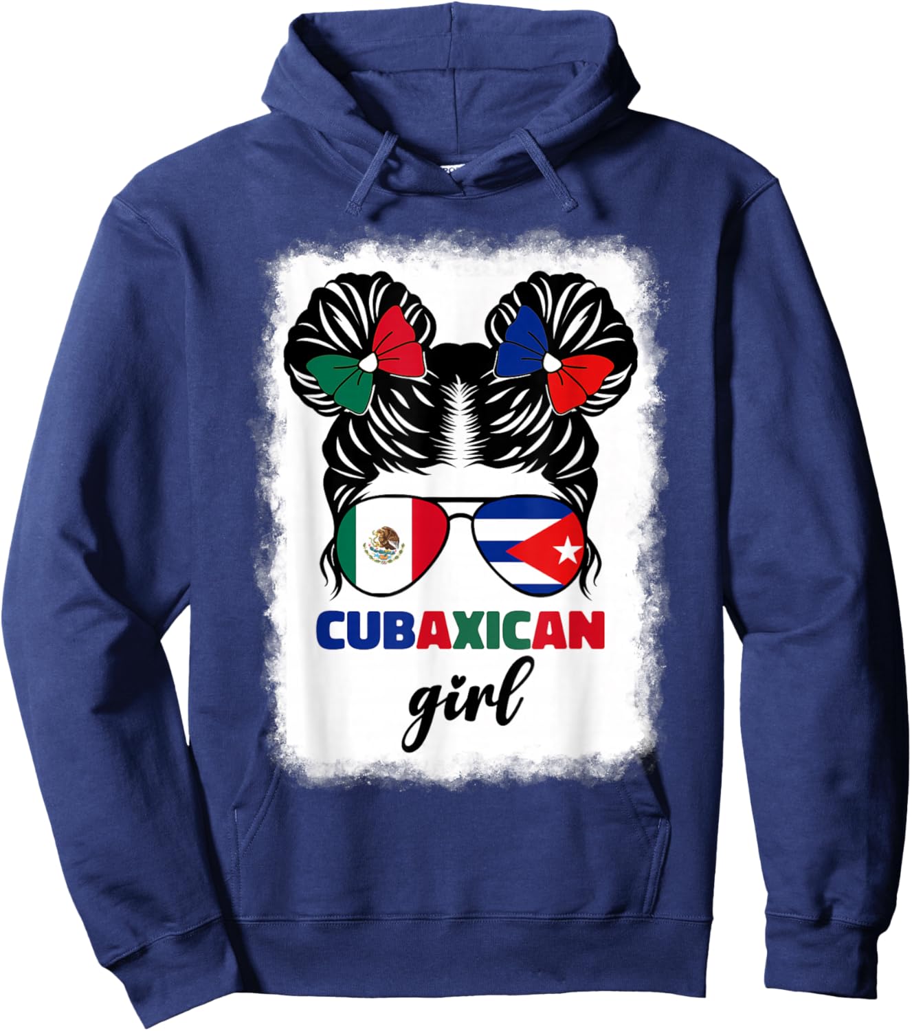 Half Mexican And Half Cuban Mexico Cuba Flag Girl Kids Girls Hoodie - Hoodie | Navy