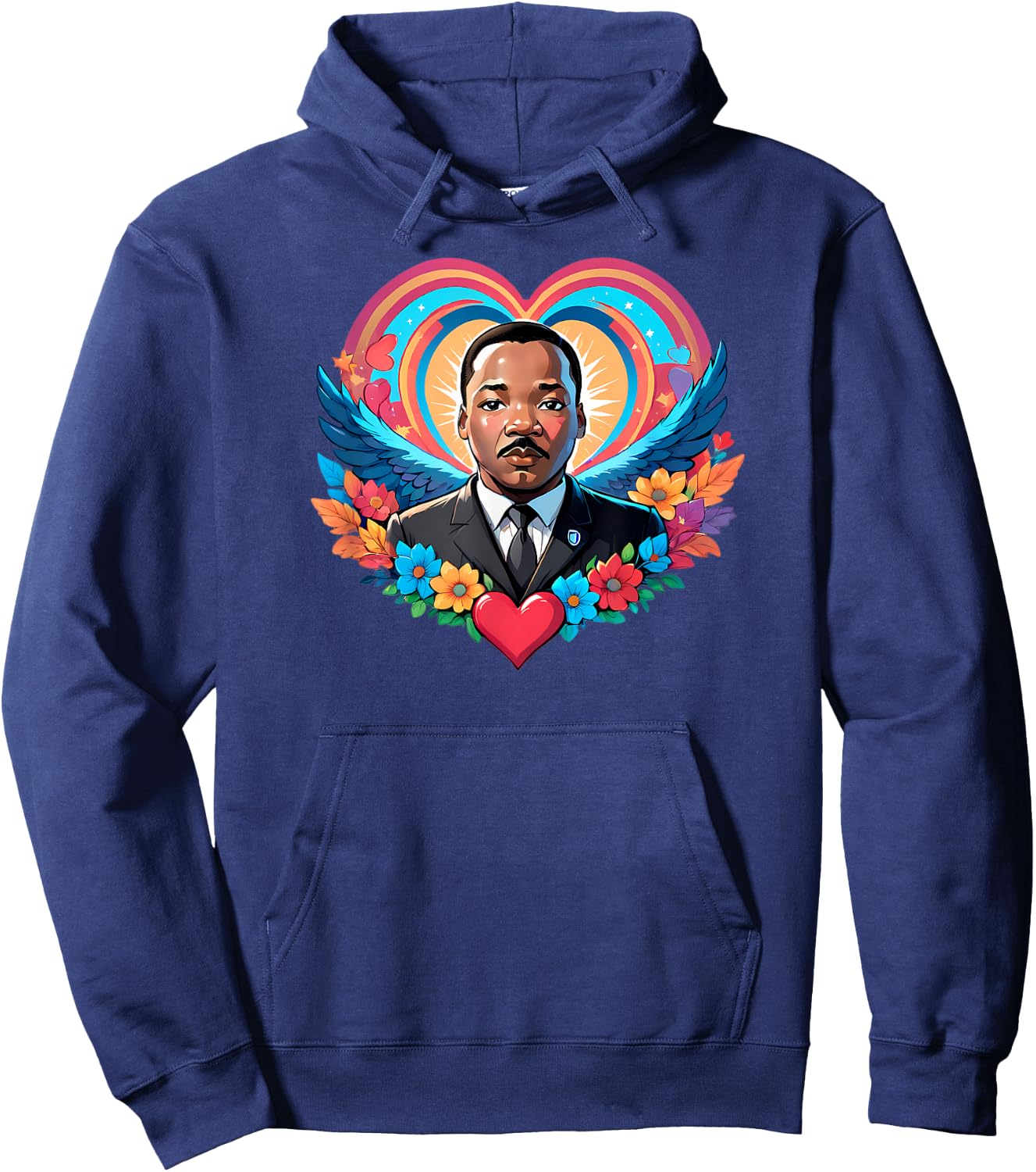 Martin Luther King Jr. Heart - Love, Unity, and Justice Hoodie - Hoodie | Navy