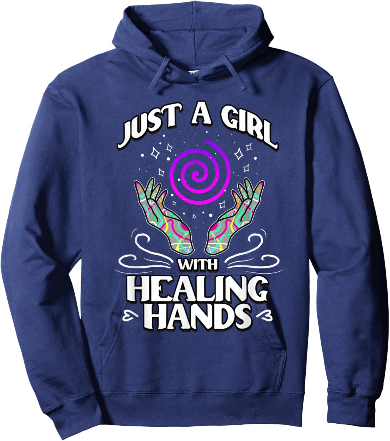 Just A Girl With Healing Hands Energy Healing Reiki Hoodie - Hoodie | Navy