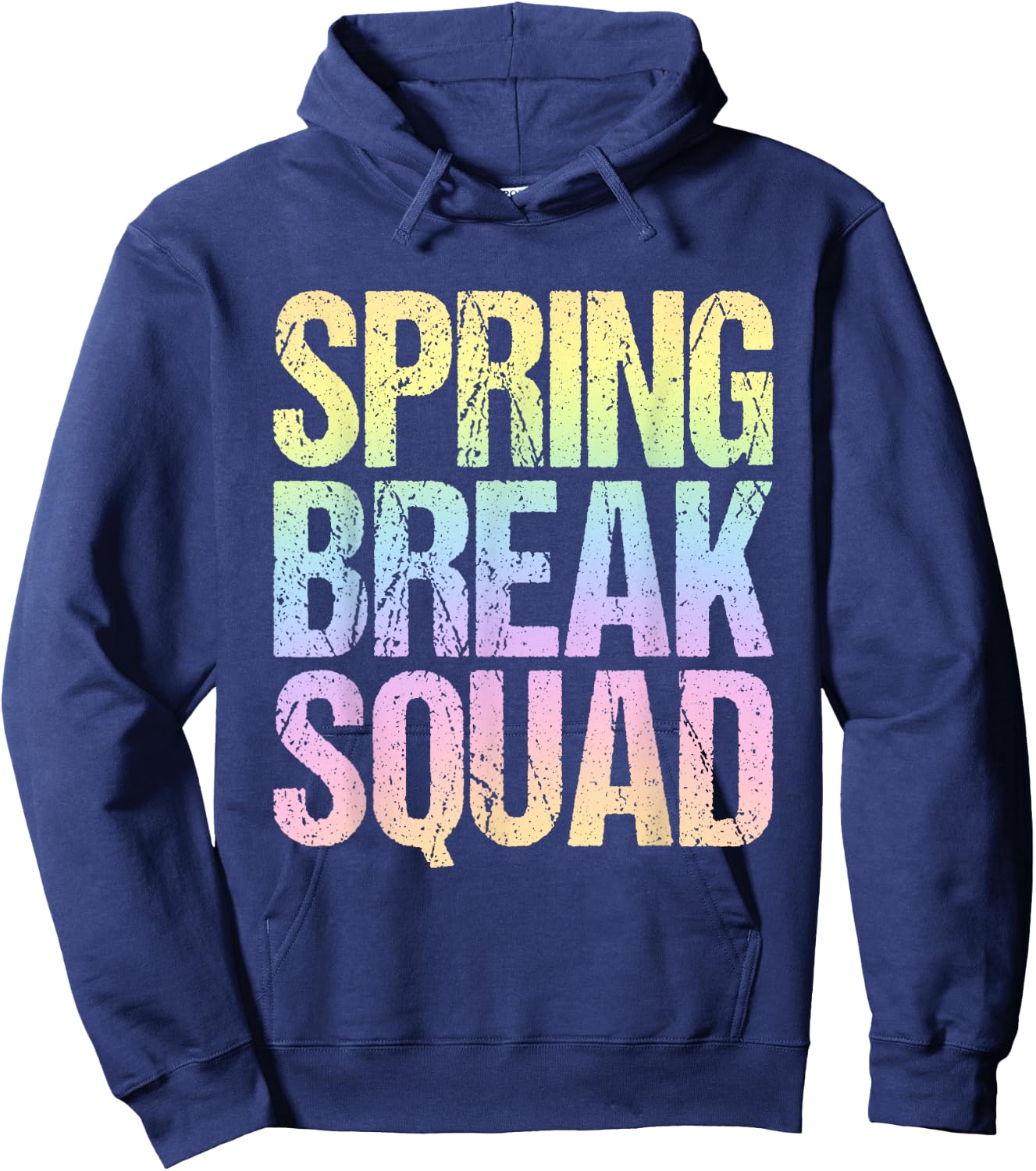 2026 Spring Break Squad Pastel Rainbow Vintage Graphic Hoodie - Hoodie | Navy