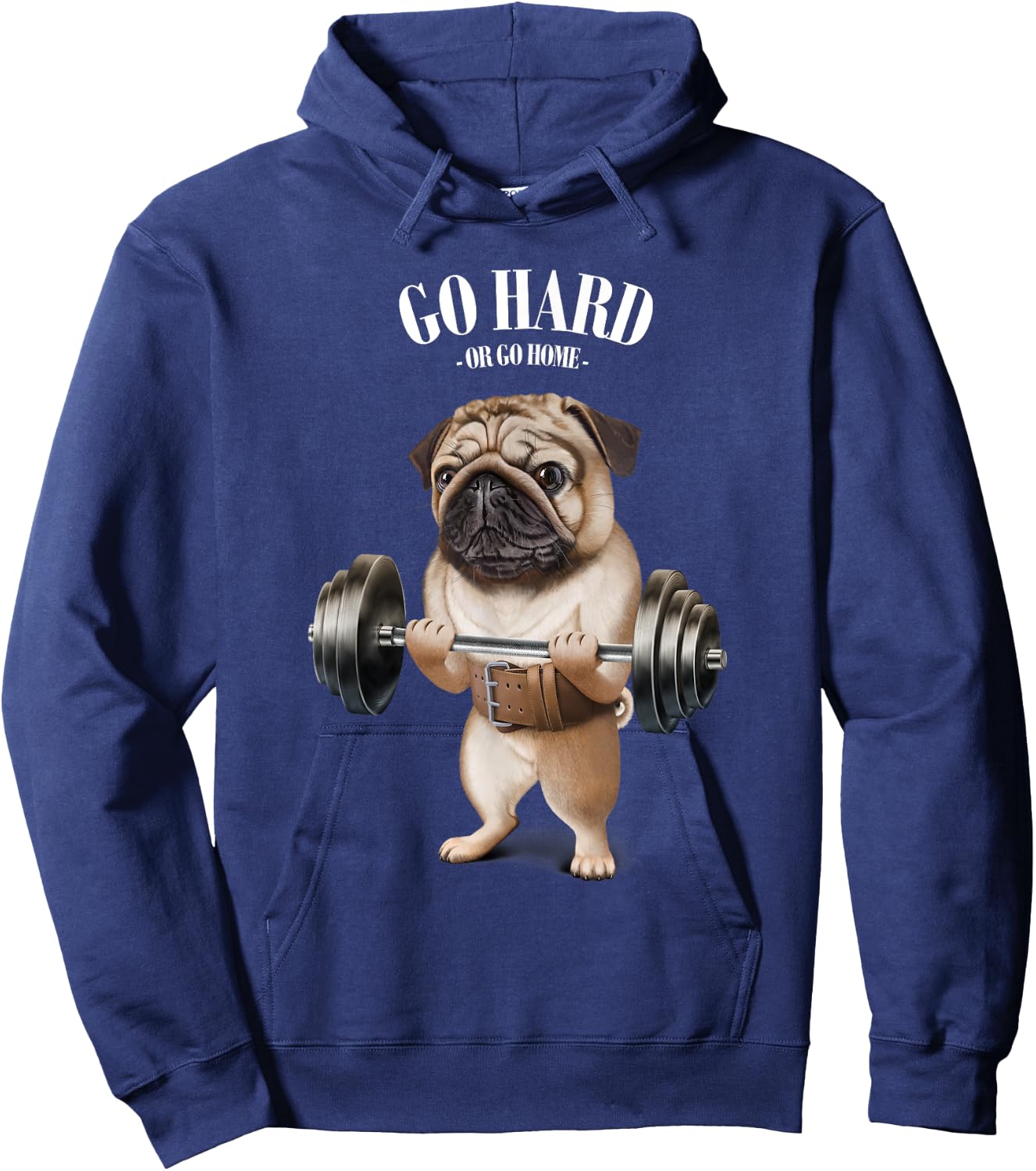 Pug Dog Weightlifting in Fitness Gym Men Women Kids Hoodie - Hoodie | Navy