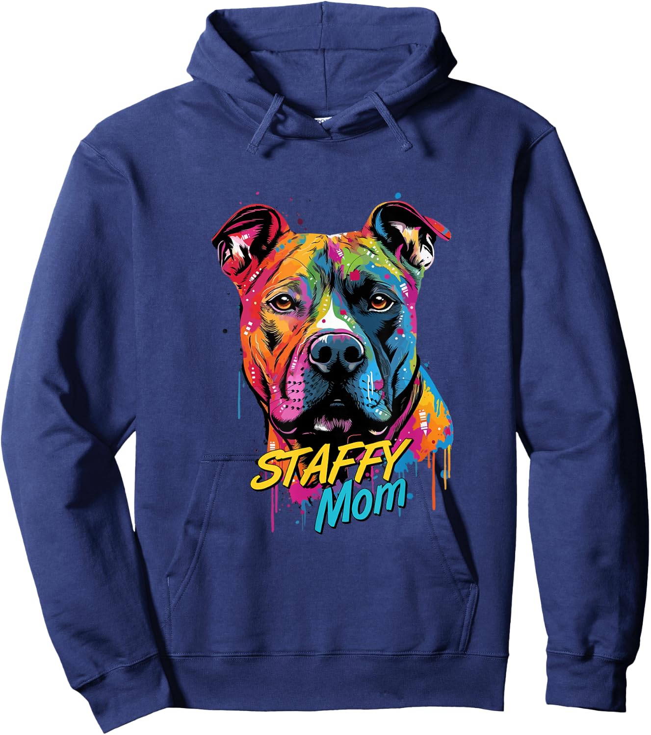Graffiti American Staffordshire Terrier Mom Staffy Mural Art Hoodie - Hoodie | Navy