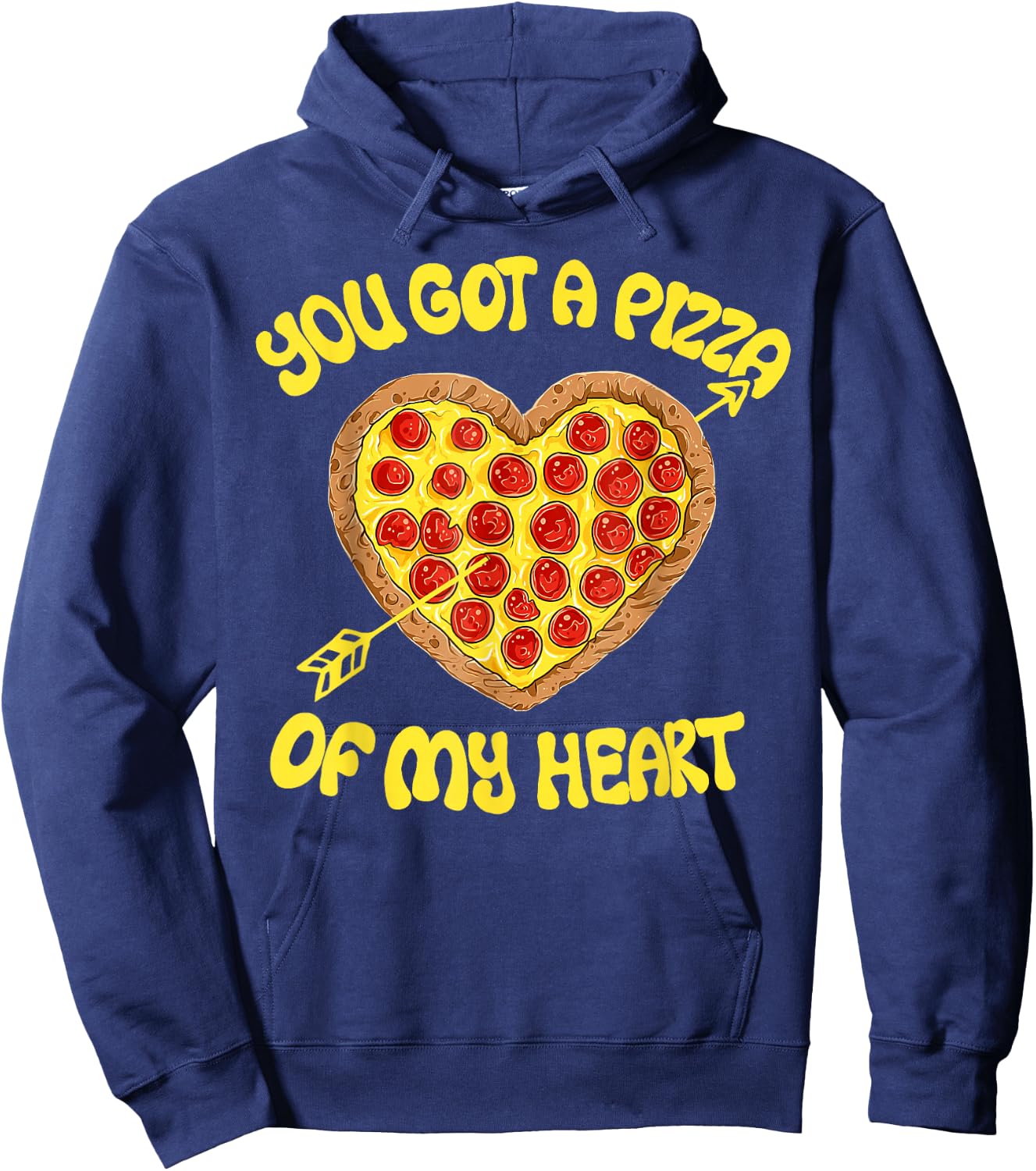 Pizza Heart Lover Funny Valentines Matching Couple Men Boys Hoodie - Hoodie | Navy